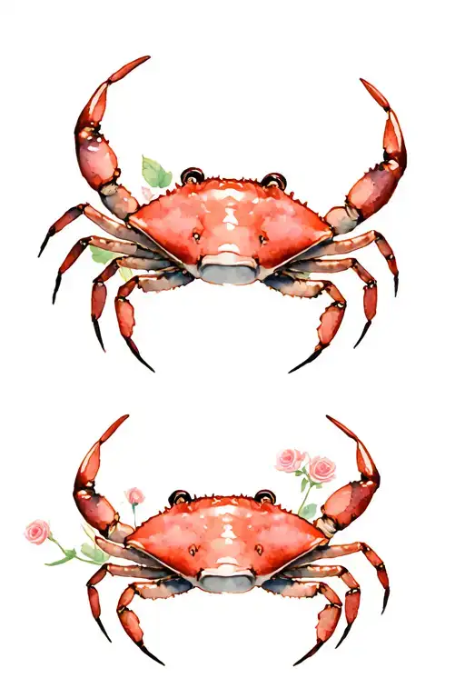 Crab Surrounded By Roses