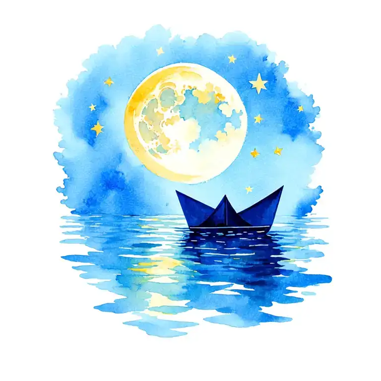 Paper Boat Moon Stars