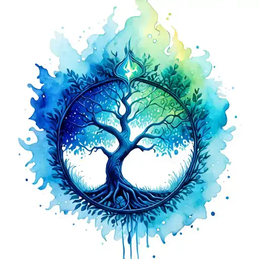 Fire And Water Surrounding Tree Of Life
