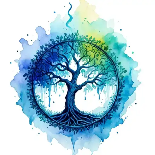 Fire And Water Surrounding Tree Of Life