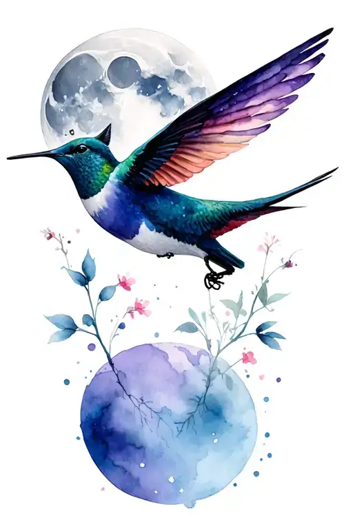 Wolf Moon Humming Bird