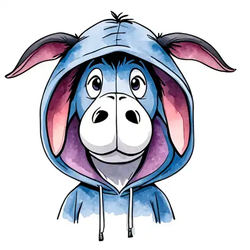 Eeyore Wearing A Blue Hoody Ears Out