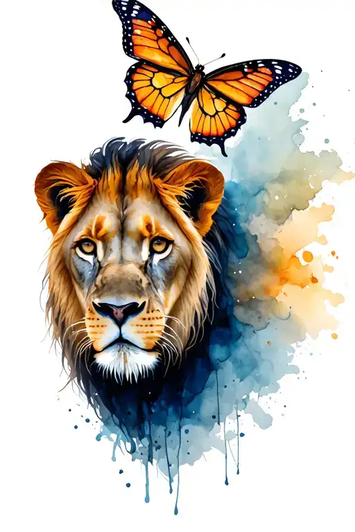 Lion And Butterfly