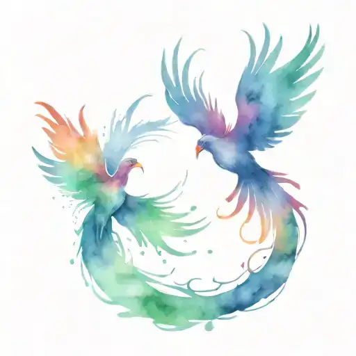 Rose Colored Phoenix Rising From The Ashes Rain