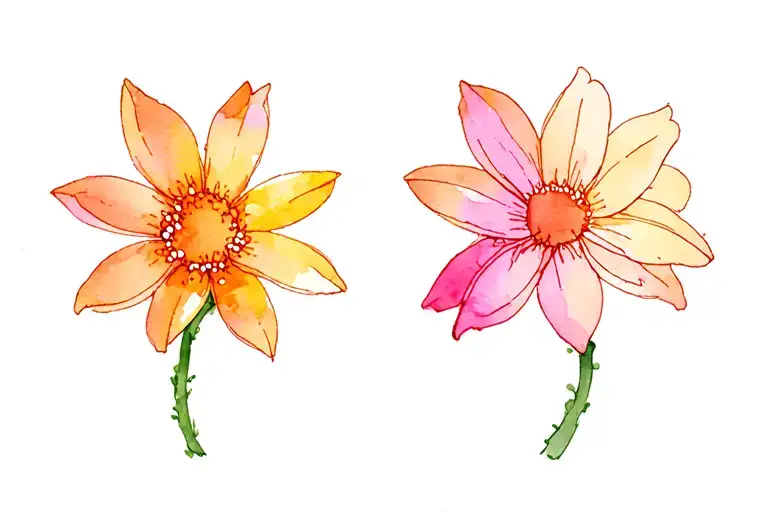 Three Line Flower With Color Finger