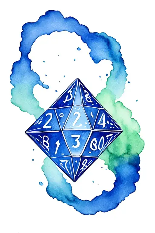 Unrolled D20 Blue And Grewn