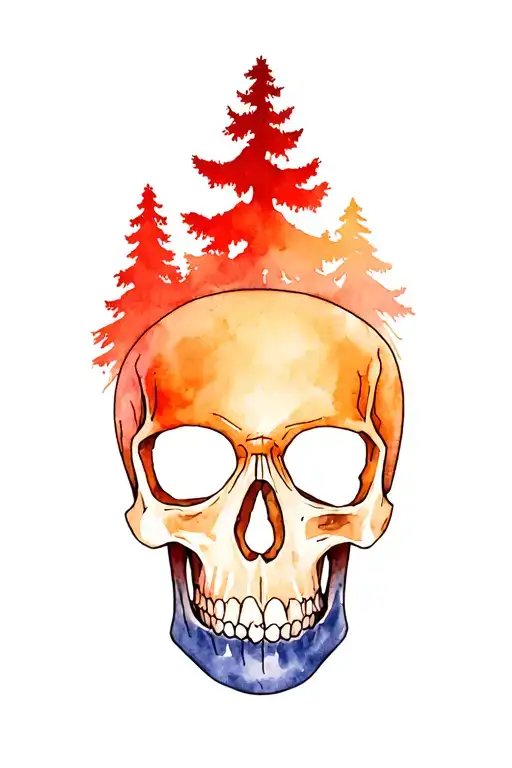 Camping Scene With A Skull