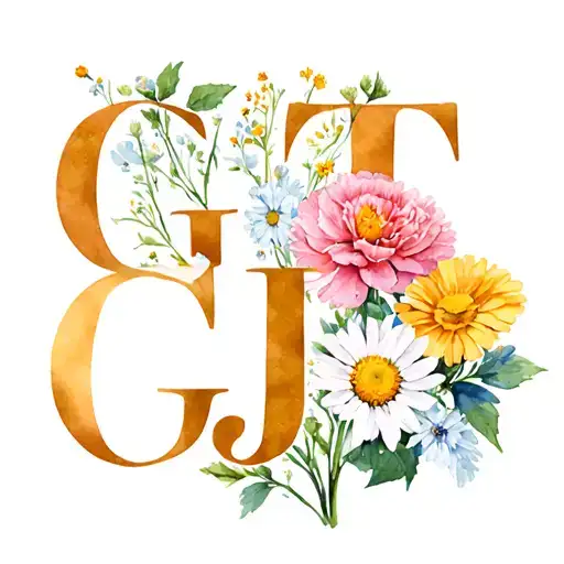 A Combination Of The Letters G T C J With Carnations Daisies Aster Marigold And Oak