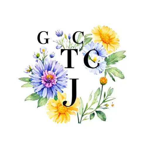 A Combination Of The Letters G T C J With Carnations Daisies Aster Marigold And Oak
