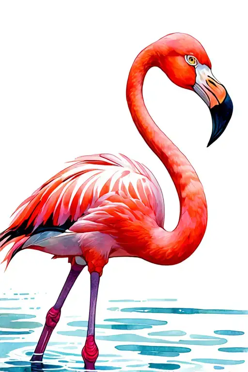 Pink Flamingo Standing In Water Tattoo idea