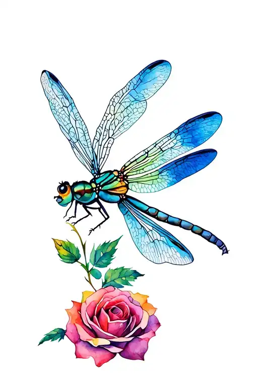 Dragonfly And Rose Wrapped