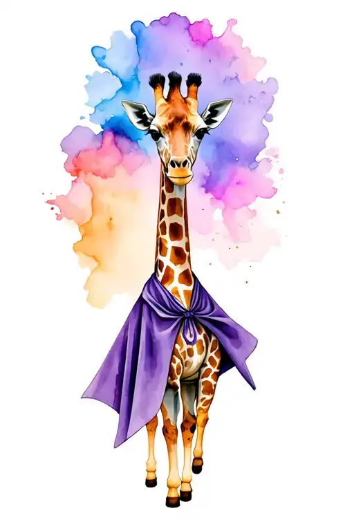 Giraffe Wearing A Cape Flowing