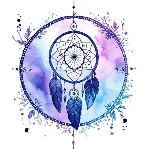 Astrology Inspired Tattoo With Dream Catcher