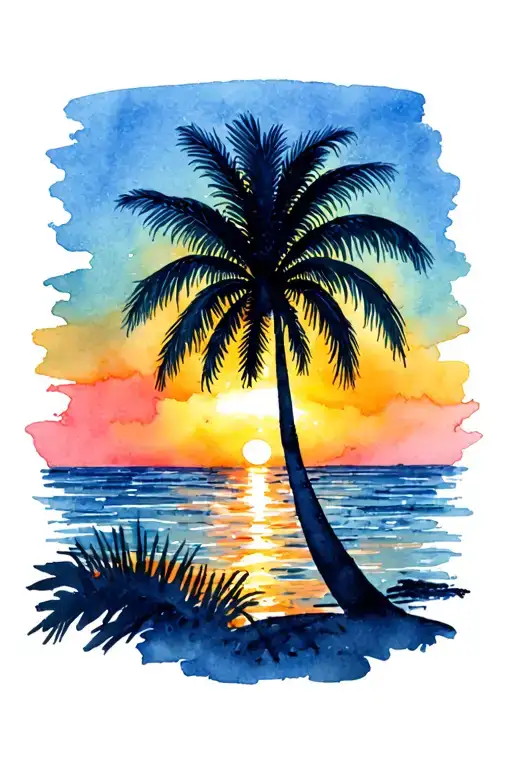 Palm Tree Sunset Scene