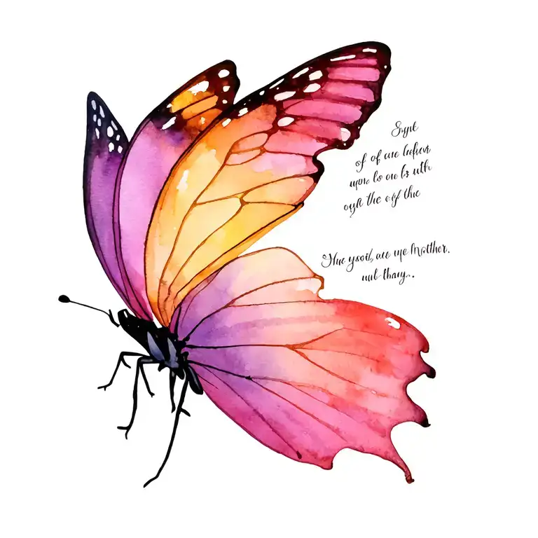 Half Butterfly Resting With Poem Of Loss Of Mother