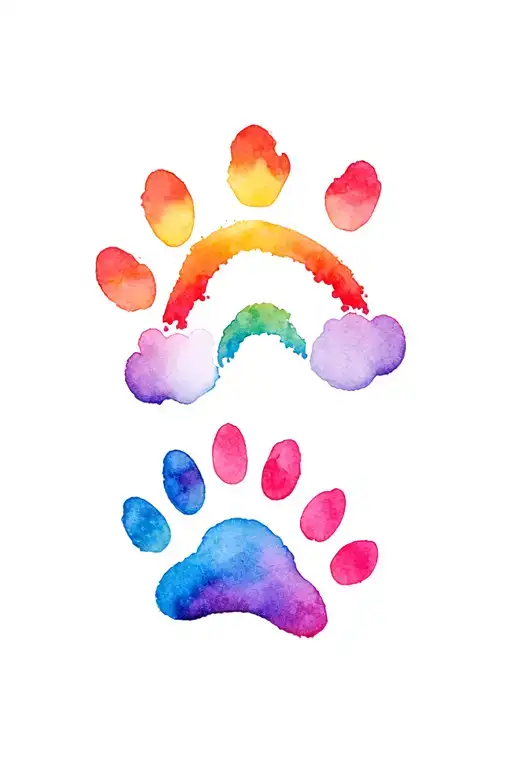 Rainbow And 4 Dog Paws