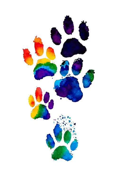 Gay Rainbow And 4 Solid Black Dog Paw Prints