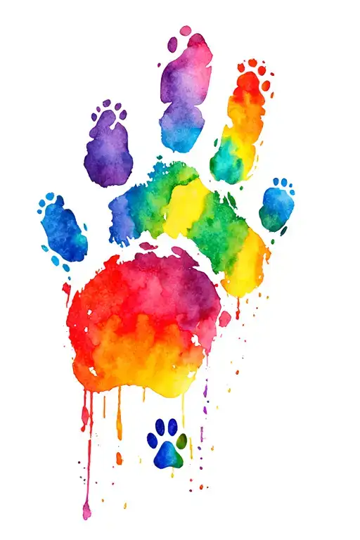 Gay Rainbow And 4 Solid Black Dog Paw Prints