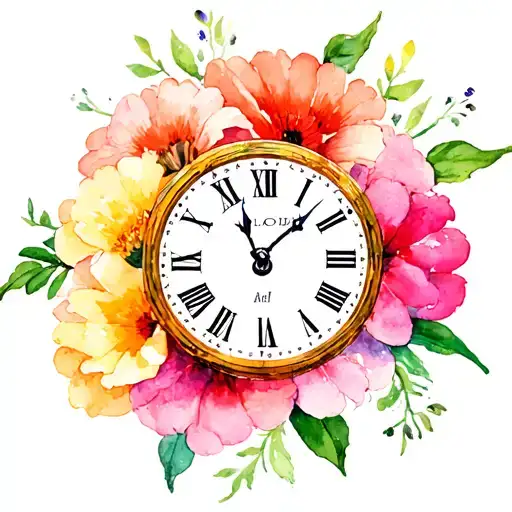 July Birth Flower With Clock