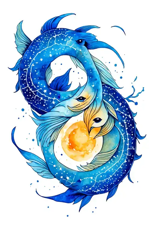 Leo With Pisces Constellation Intertwined