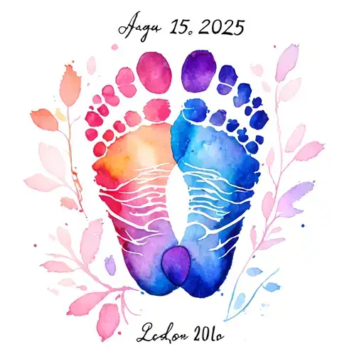 Baby Footprints With Birthdate Aug 15 2025 Leo Zodiac Sign