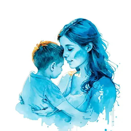 Mother Holding Son Showing Back And Head