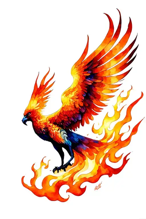 Phoenix Rising From Flames