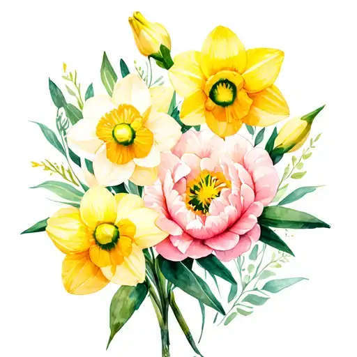 Daffodils Peony Narcissus Flower Bouquet