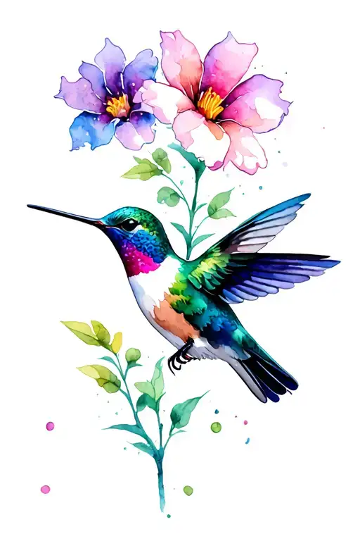 Hummingbird And Flower