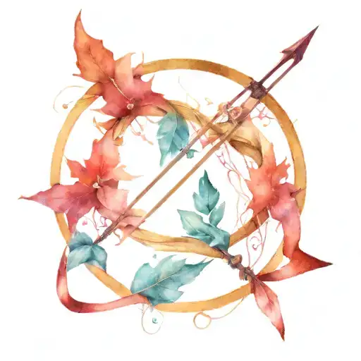 Circle Of Red Amaranth With A Double Bow And Arrow