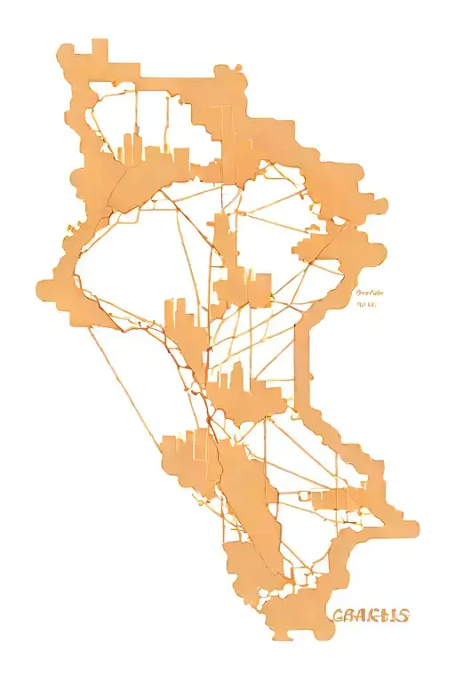 Continuous Line Map Outline Of Greater Los Angeles