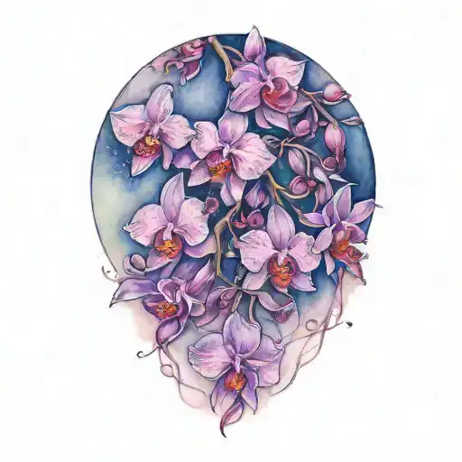 Chain Of Orchids Trailing Down Shoulder