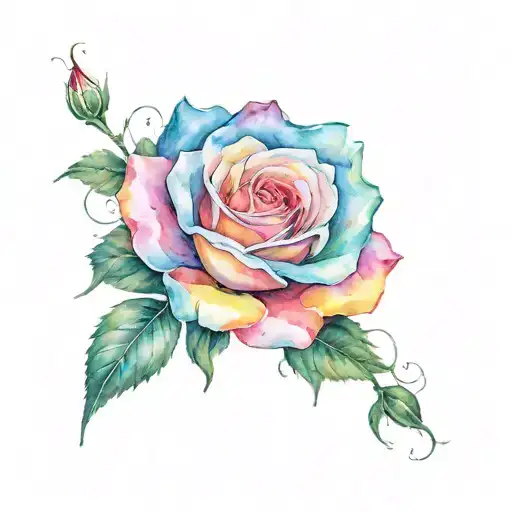 A Multicolor Rose Whit 3 Cats