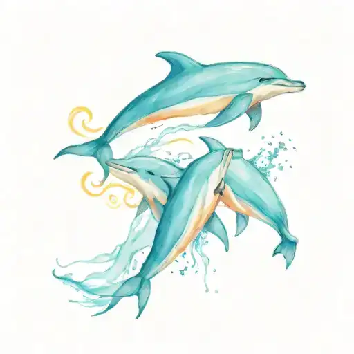 Dolphins Forming A Cancer Ribbion