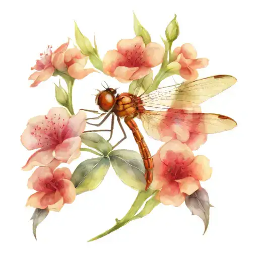 Dragonfly With Flowers