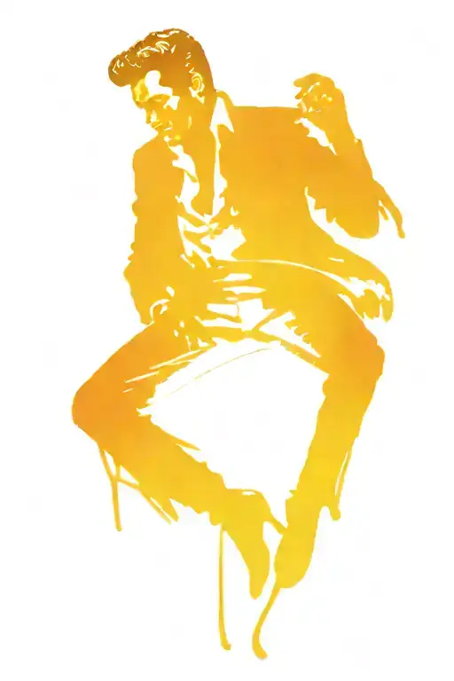 Elvis Outline Silouette Singing Bird Perched