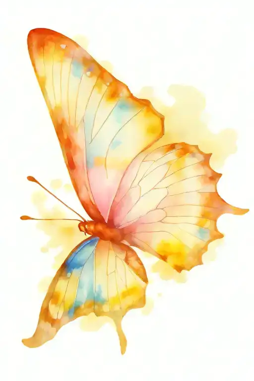 One Rainbow Butterfly One Pink And Blue Butterfly