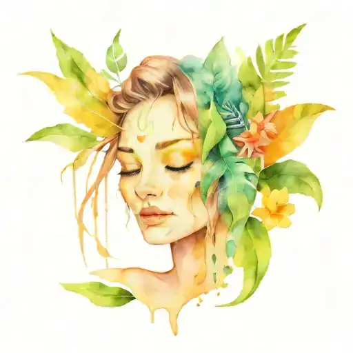 A Crying Face Surrounded By A Jungle Scene With Music Notes Intertwined