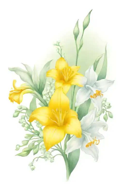 Butterfly Daffodil Lily Of Valley Bouquet Moon And Sun Dine Line