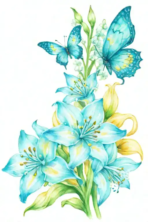 Butterfly Daffodil Lily Of Valley Bouquet Moon And Sun