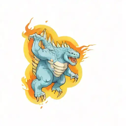 Godzilla X Kong Half Leg Sleeve Colourful Tattoo Design