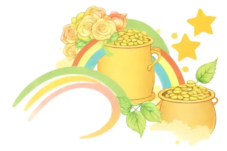 Rainbow And Pot Of Gold Watercolor Tattoo For Parent