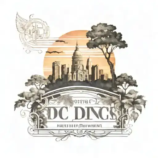 A Silhouette Of The Dc Skyline Framed By Italian Vineyards And Ancient Egyptian Hieroglyphs