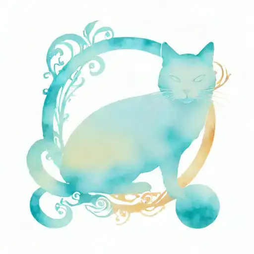 Enzo Circle With A Cat Silhouette Formed Using Intricate