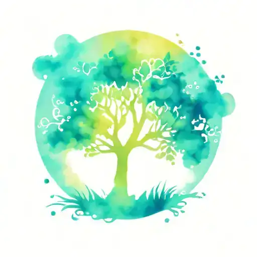 A Magical Tree Of Life Intertwined With Elements Of Nature And Celestial Bodies