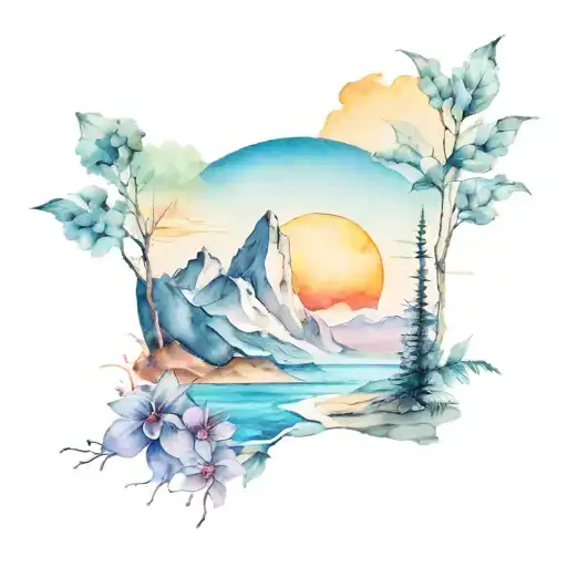 Mountain And Beach Scene