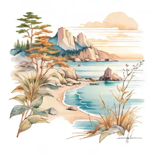 East Coast Beach Scene Mixed With Appalachian Mountain Scene