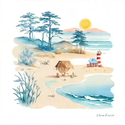East Coast Beach Scene Mixed With Appalachian Mountain Scene
