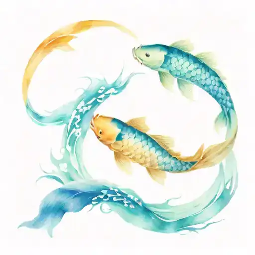Two Koi Fish Swimming In Circle