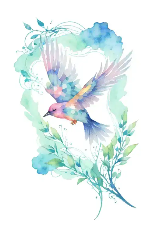 Patchwork Bird Flying Away